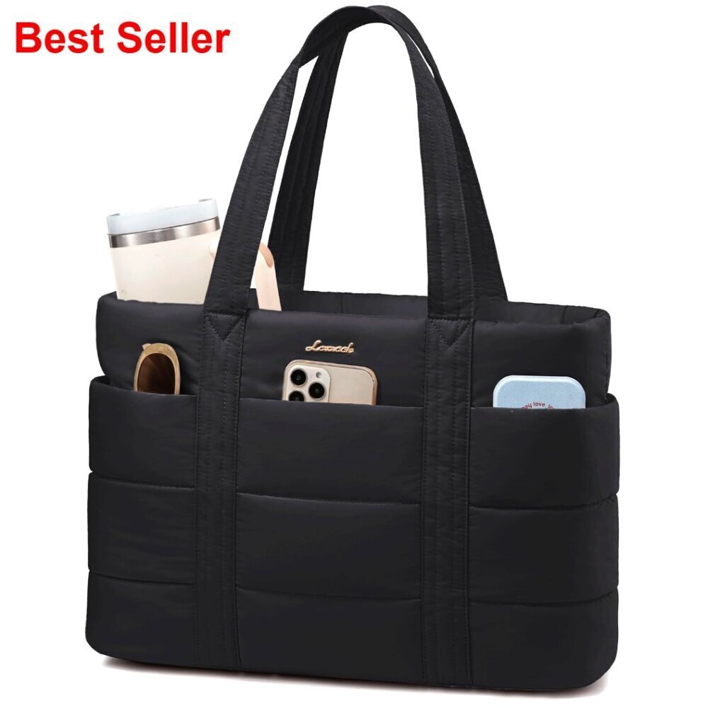 Large Puffer Tote Laptop Bag Lightweight Travel Work Shoulder Bag